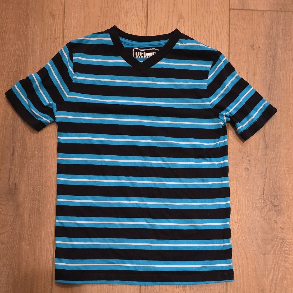 Urban Pipeline Kids' Blue and Black Striped Tee Size Small